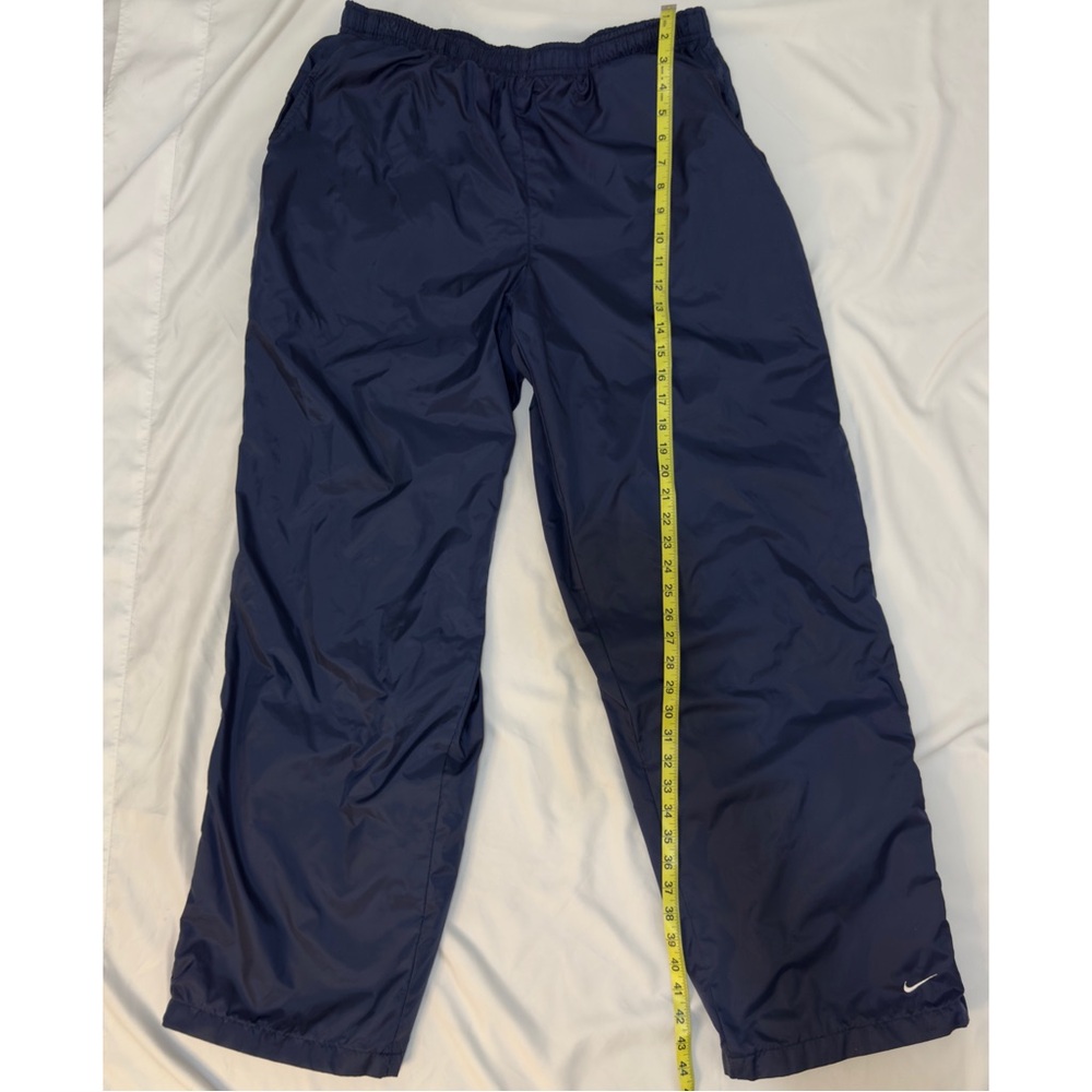 Y2K 90s Vintage Nike Navy Track Lined Pants Size XL Nylon Elastic Waist